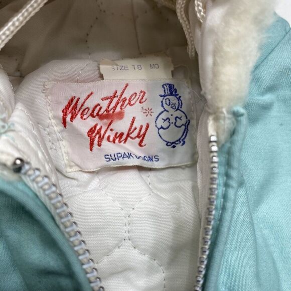 Vintage Weather Winky Snow Suit Toddler 18 Months Green Baby Coat New Old Stock - Picture 7 of 7